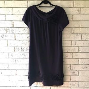 R&M Richards Shawl Collar Purple Shift Dress